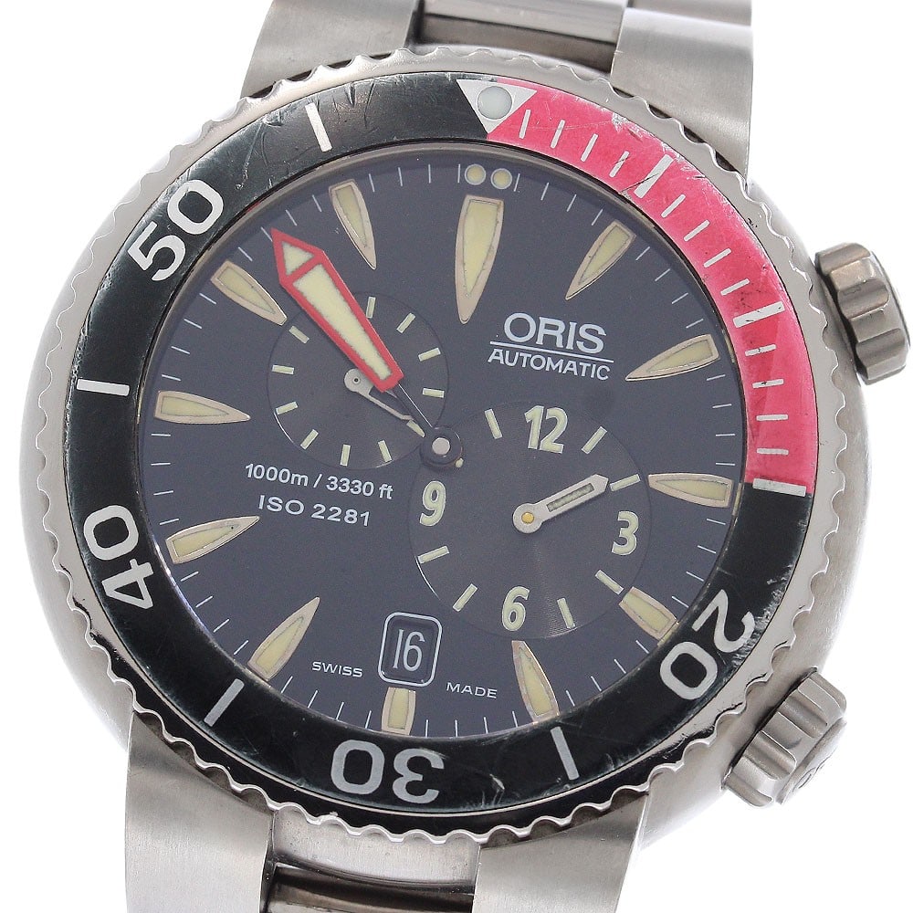 Mens automatic diver wristwatch ORIS Regulator Date 649-7541: Mens automatic diver wristwatch ORIS Regulator Date 649-7541 ORIS 649-7541 Regulator Diver's Date Automatic men's wristwatch. This pre-owned watch is identified as a Swiss-made ORIS timepiece and is d