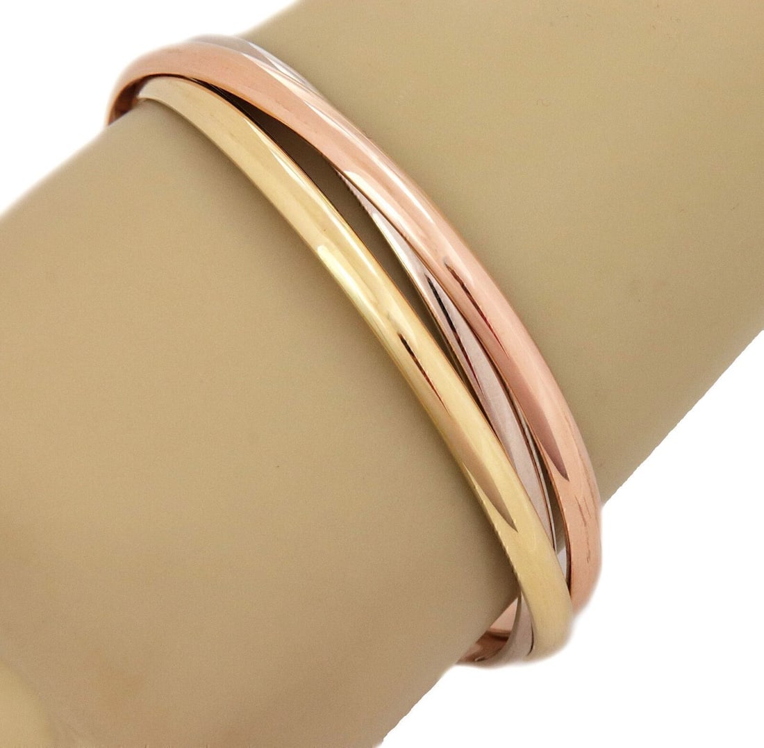 Cartier Trinity Classic 18k Tri Color Gold Vintage Bangle Bracelet Size GD (1 of 6)