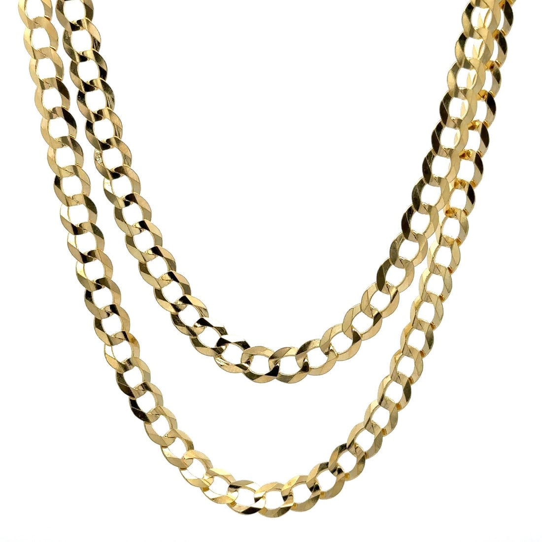 24 Inch 14k Yellow Gold Curb Cuban Link Chain Necklace for Unisex (1 of 8)
