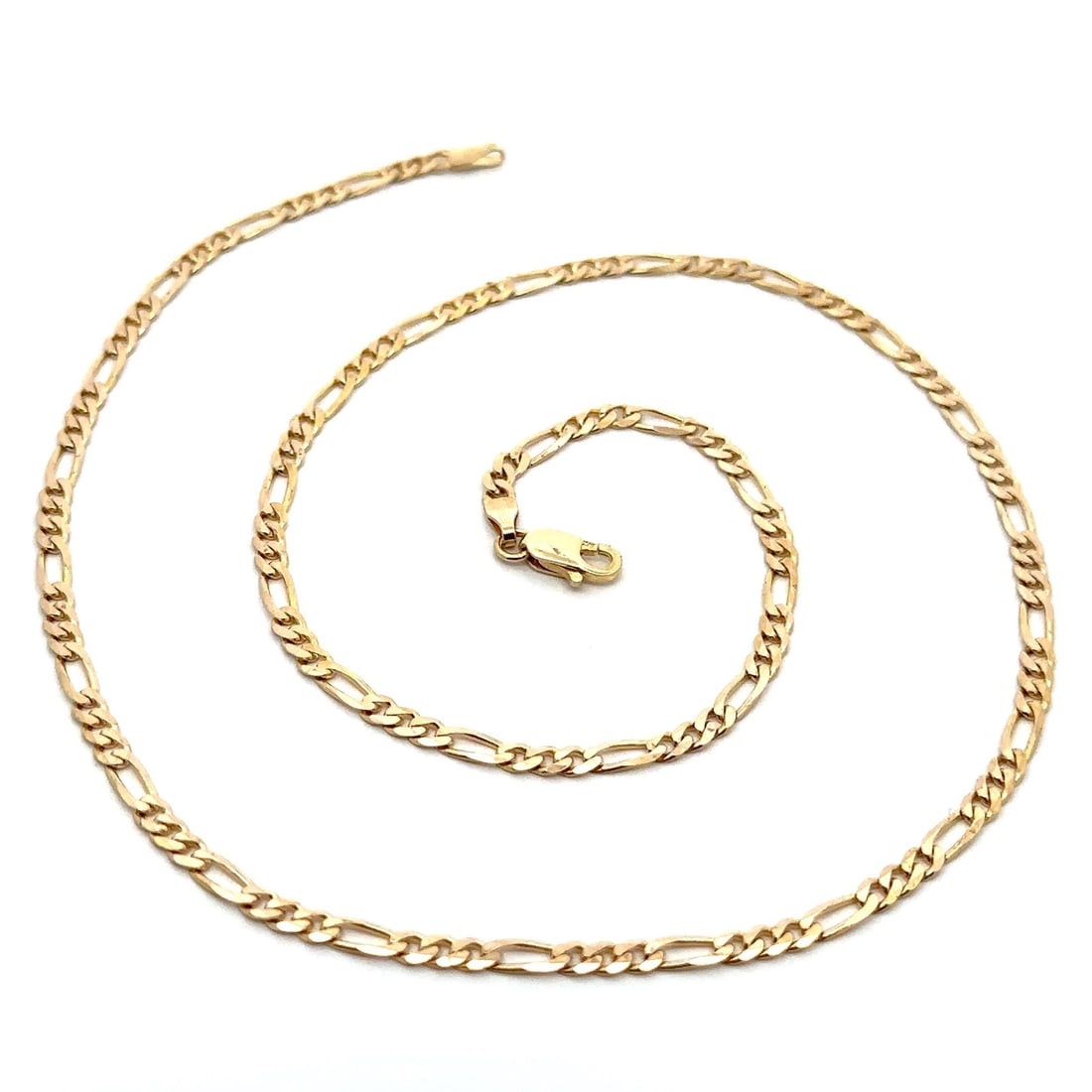 18 Inch Figaro Link Necklace Solid 14k Yellow Gold Italian (1 of 7)