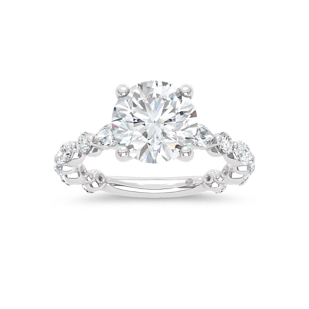 14K White Gold Lab Grown Diamond 4 Ct.Tw. Round Shape Engagement Ring (Center 3 Ctw)