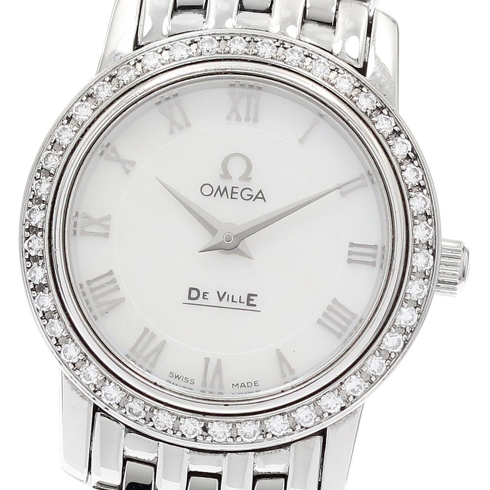 Womens Quartz Wristwatch OMEGA De Ville Prestige 4575.71 Diamond Bezel: Womens Quartz Wristwatch OMEGA De Ville Prestige 4575.71 Diamond Bezel Omega De Ville Prestige women's quartz wristwatch with a diamond bezel. The watch is pre-owned and made in Switzerland. Specifica