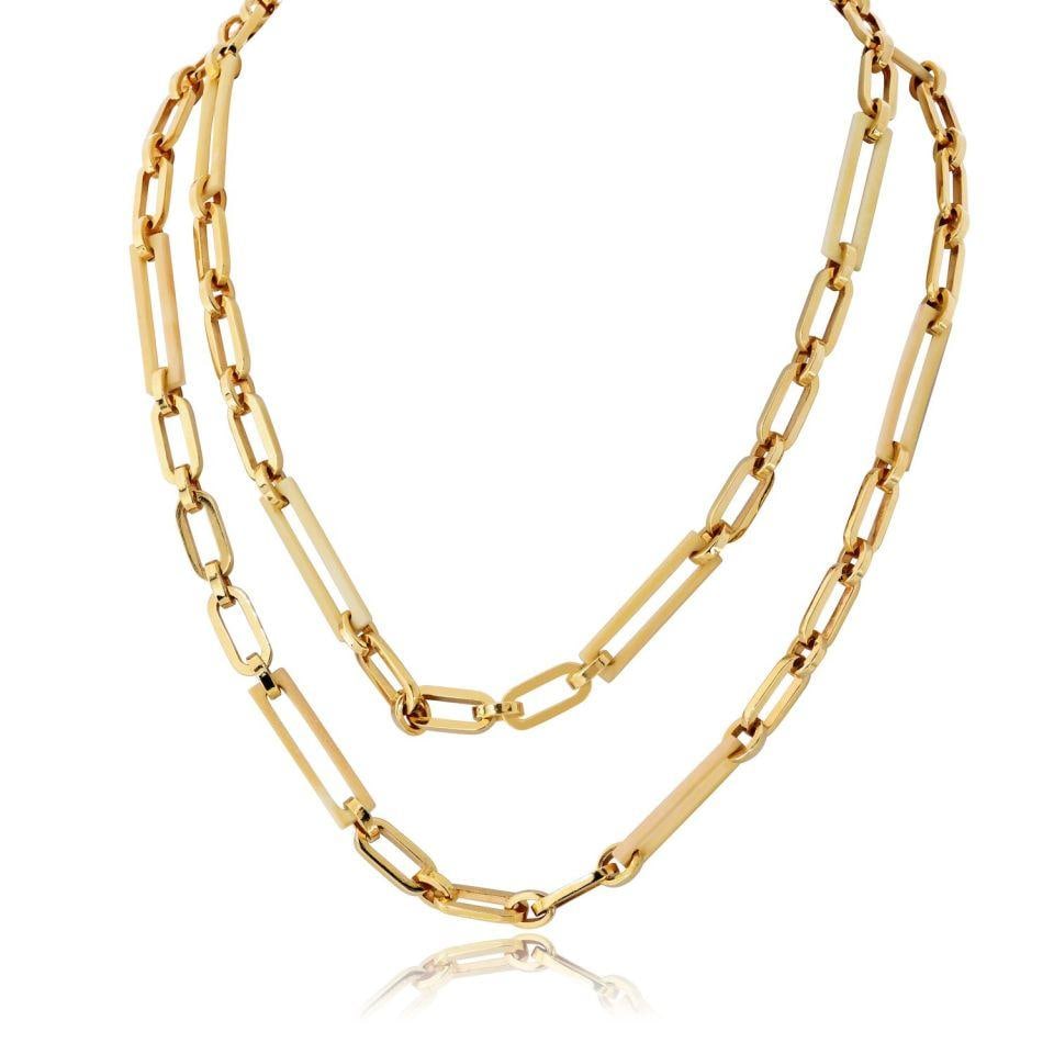 Vintage 18K Yellow Gold Paper Clip Necklace 36 Inches