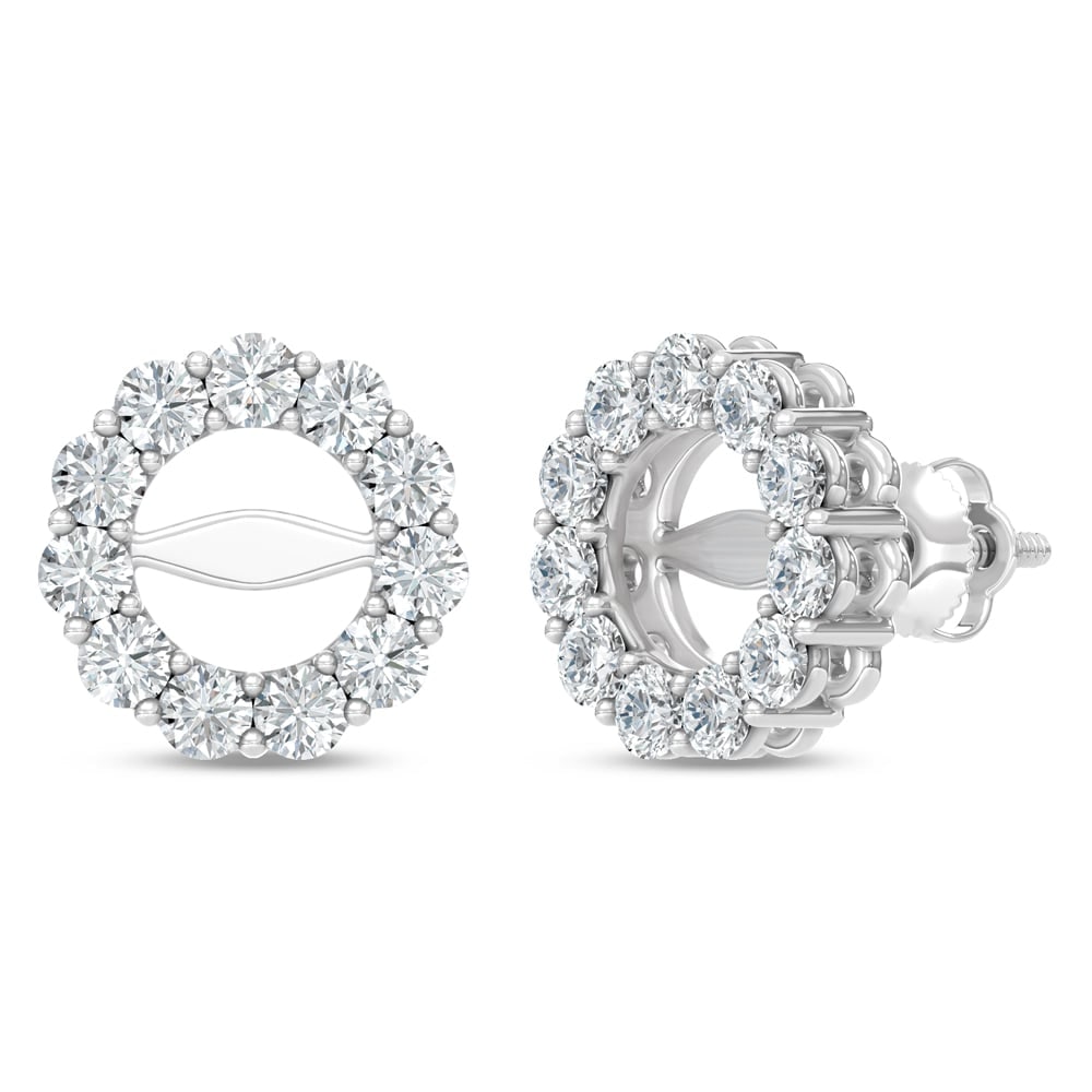 14K White Gold Lab Grown Diamond 1 1/10 Ct.Tw. Jacket Earrings: 14K White Gold Lab Grown Diamond 1 1/10 Ct.Tw. Jacket Earrings Elegant 14K white gold jacket earrings showcasing lab-grown diamonds totaling 1 1/10 carat total weight, designed to shine effortlessly. 