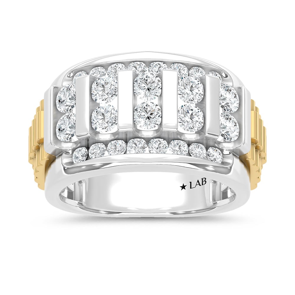 14K White Gold 2 Ct.Tw. Lab Grown Diamond Two Tone Mens Engagement Ring