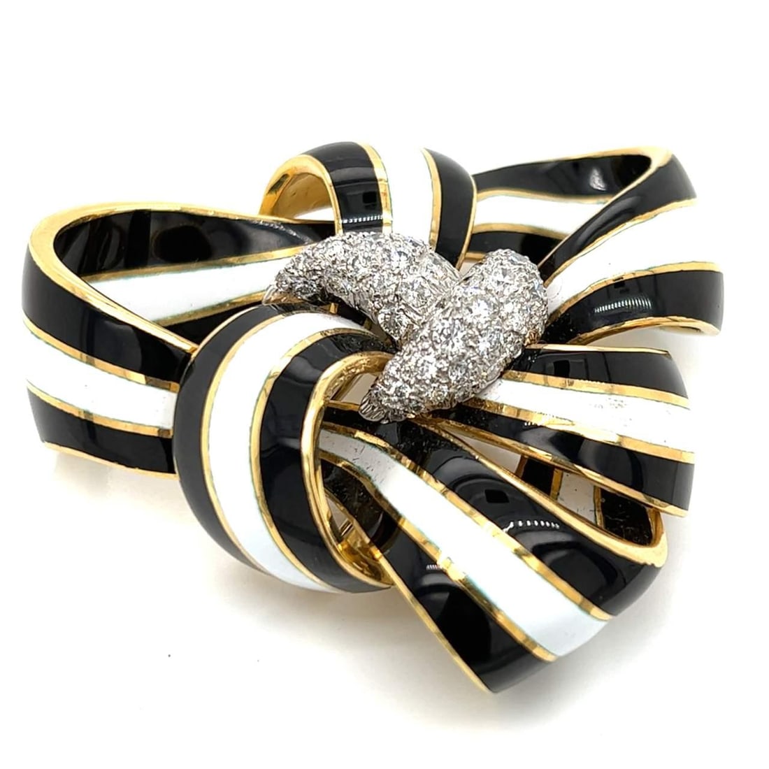 David Webb 18K Yellow Gold Brooch with 52 Diamonds 2.60 Ct (1 of 4)