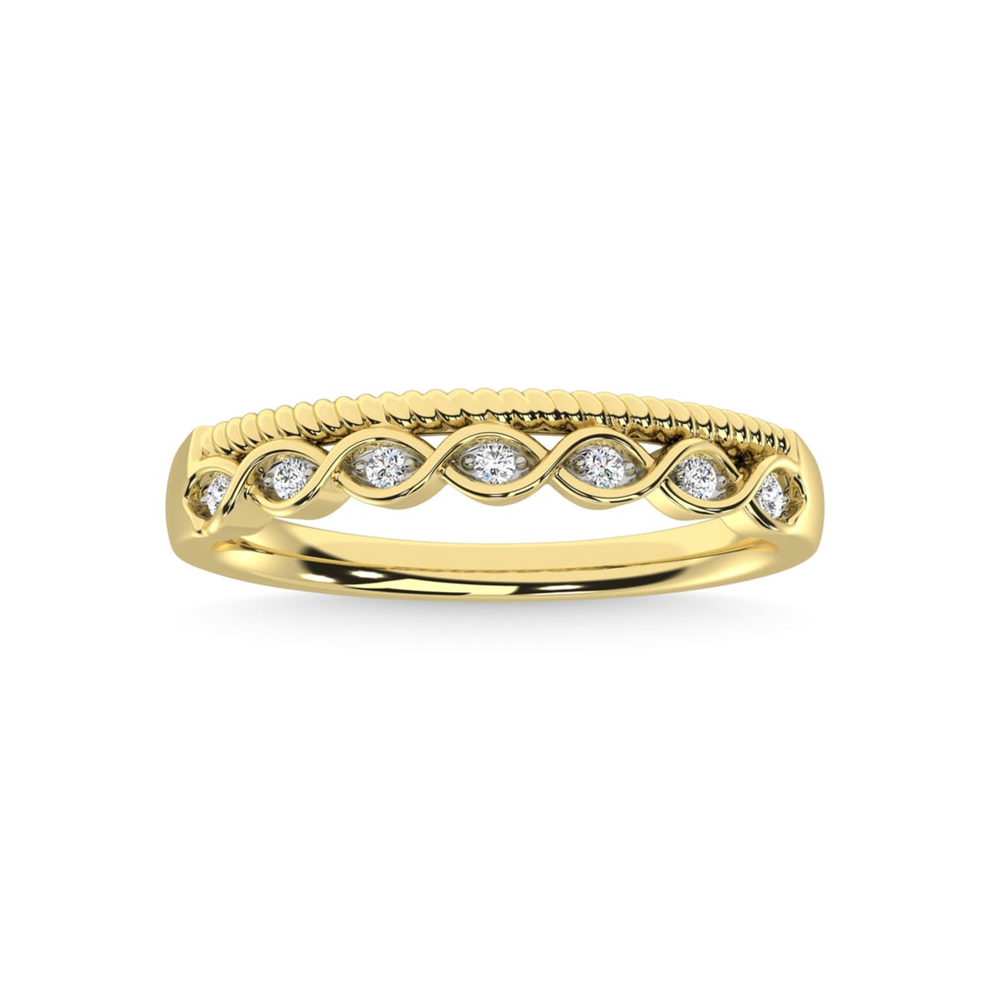 14K Yellow Gold Diamond 1/20 Ct.Tw. Stackable Band
