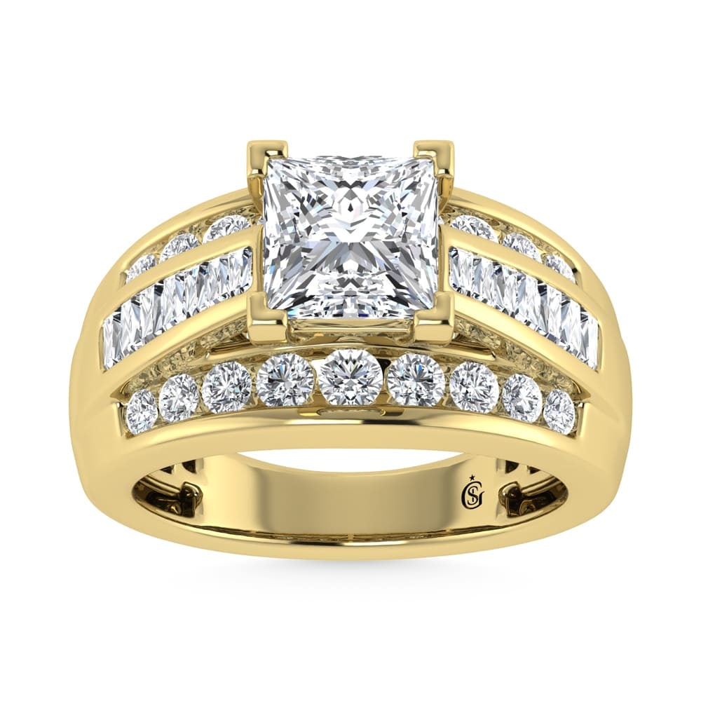 10K Yellow Gold Lab Grown Diamond 2 1/4 ct.Tw. Princess Shape Engagement Ring (IGI Certified Center
