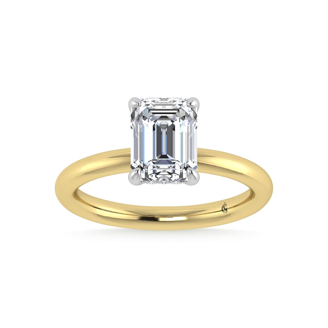 14K White Gold Lab Grown Diamond 2 1/20 Ct.Tw. Emerald Shape Engagement Ring (IGI Certified Center