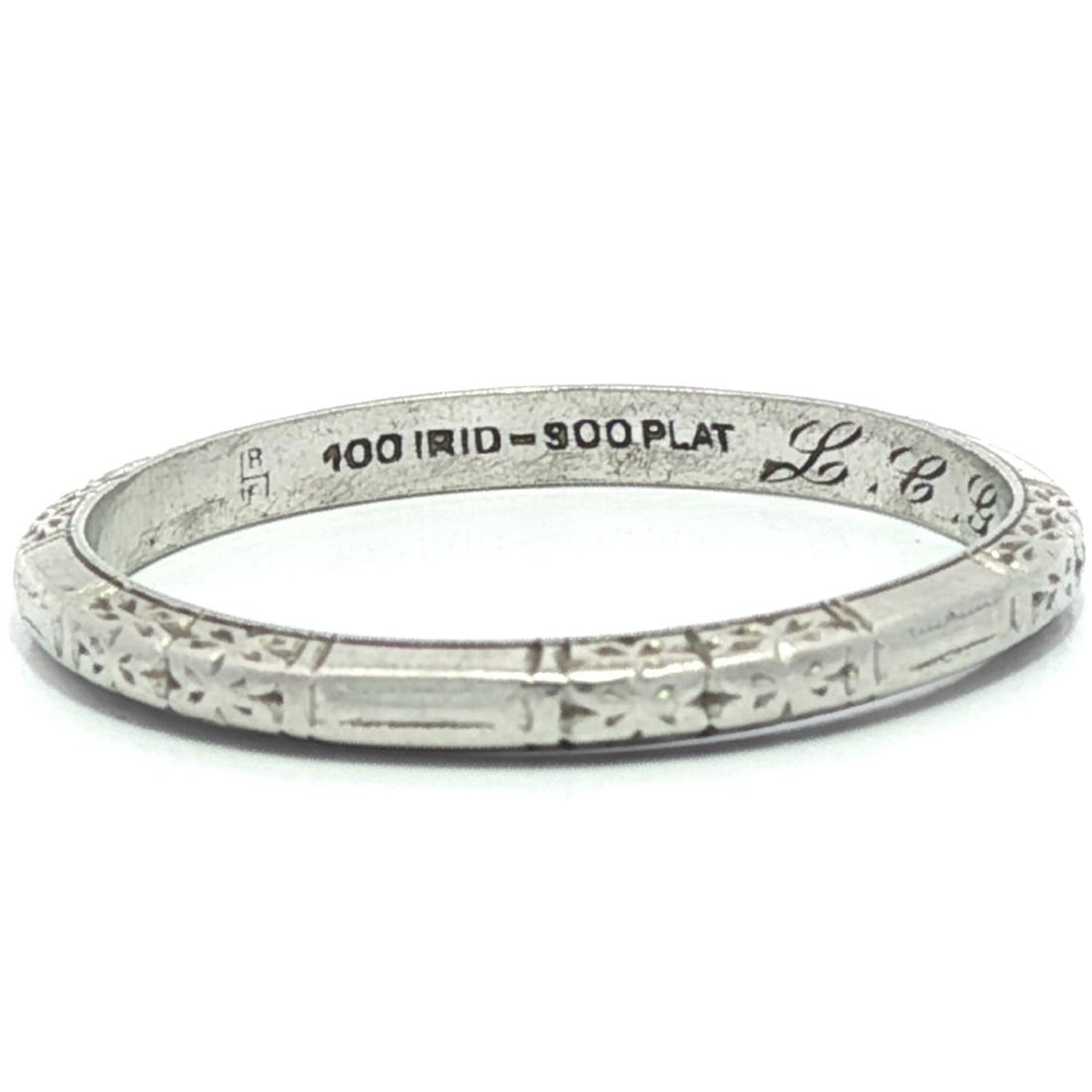 Antique Art Deco Platinum 2.1mm Engraved Band Ring Size 8.5