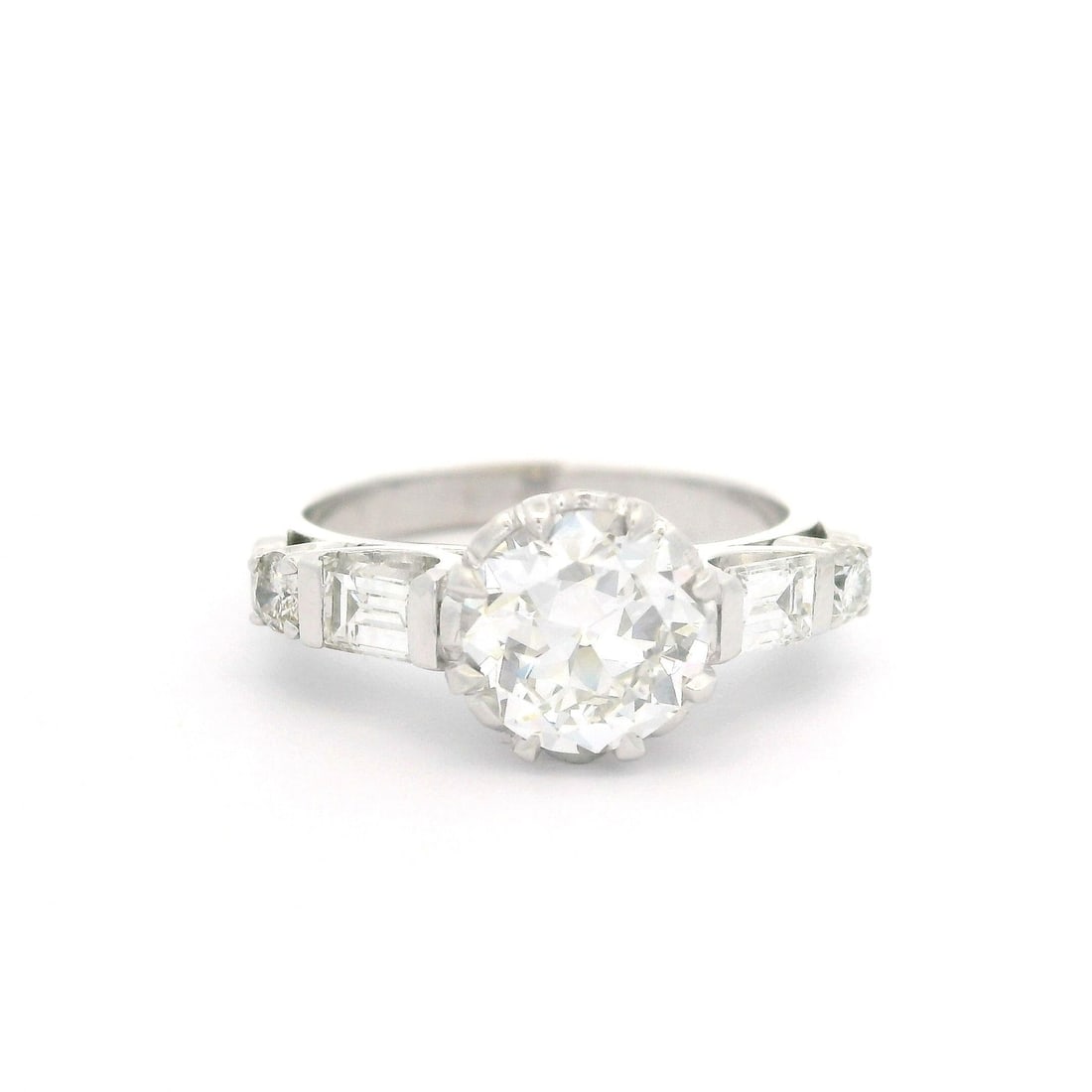 Vintage GIA Certified 1.47ctw White Gold Diamond Engagement Ring