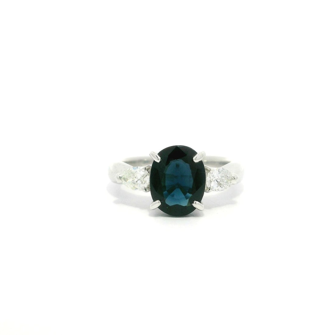 Vintage Platinum GIA Certified 2.18ct Sapphire & Diamond Ring