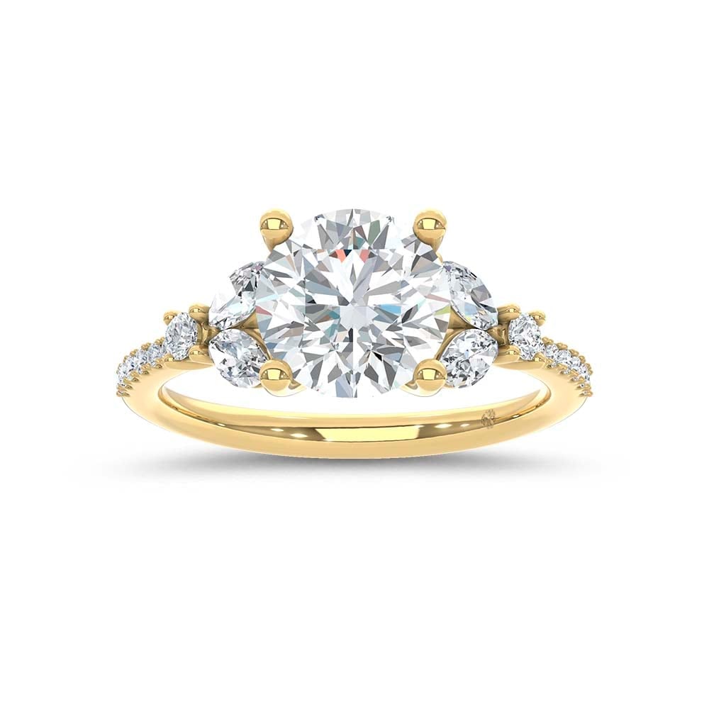 14K Yellow Gold Lab Grown Diamond 2 1/2 Ct.Tw. Floral Shank Engagement Ring