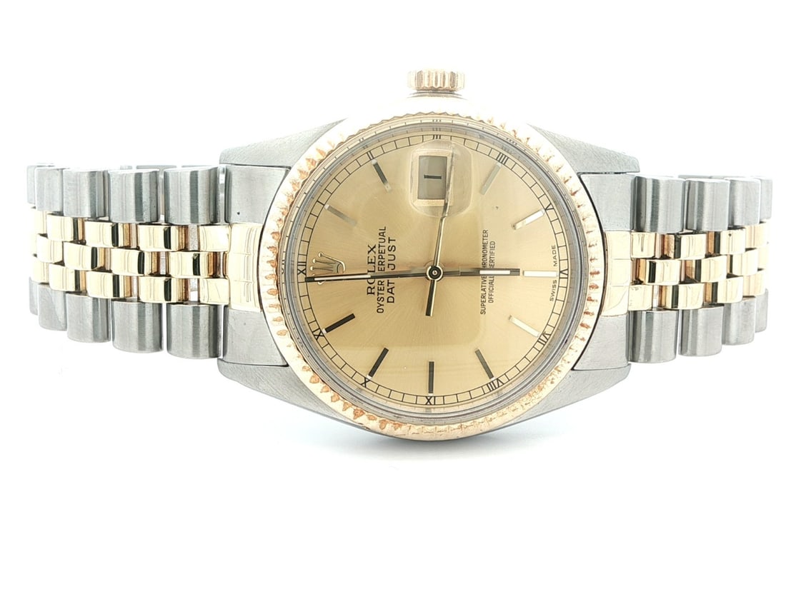 Rolex Datejust Ref 16013 Gold Steel 36mm Jubilee Bracelet Automatic Watch 1980s: Rolex Datejust Ref 16013 Gold Steel 36mm Jubilee Bracelet Automatic Watch 1980s This vintage 1980s Rolex Datejust reference 16013 features a classic 36mm round case crafted from stainless steel and 18