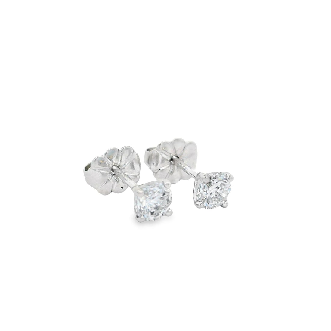 Elegant 14k White Gold 0.59ct Diamond Martini Set Stud Earrings