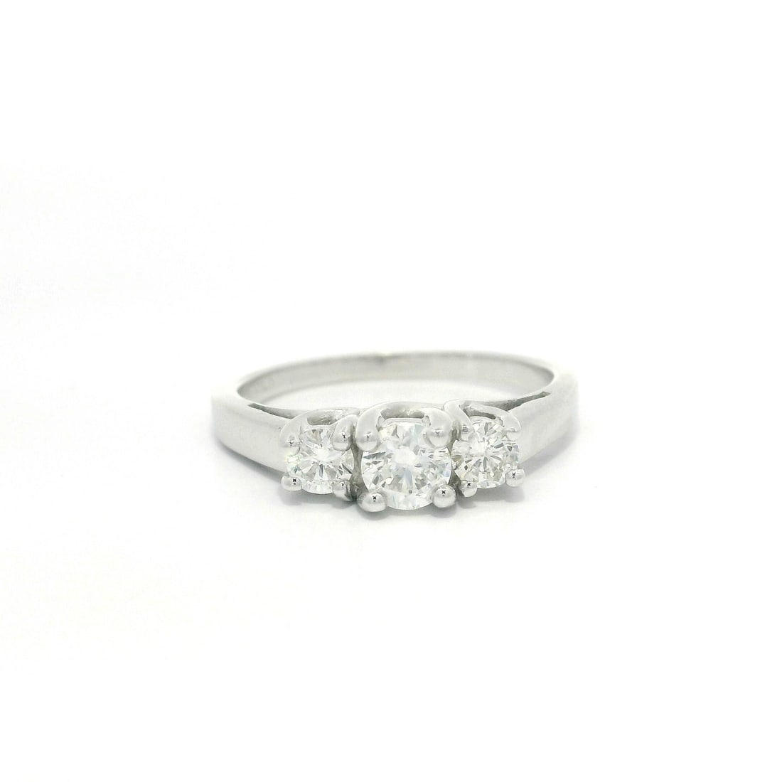 14k White Gold 0.60ctw Round Diamond 3 Stone Engagement Ring