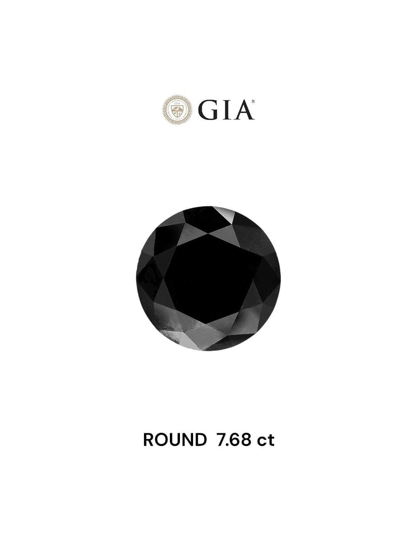 Loose Diamond - ROUND 7.68ct Fancy Black: Loose Diamond - ROUND 7.68ct Fancy Black Source: Natural Shape: ROUND Carats: 7.68 Color: Fancy Black Certification: IGI Video: