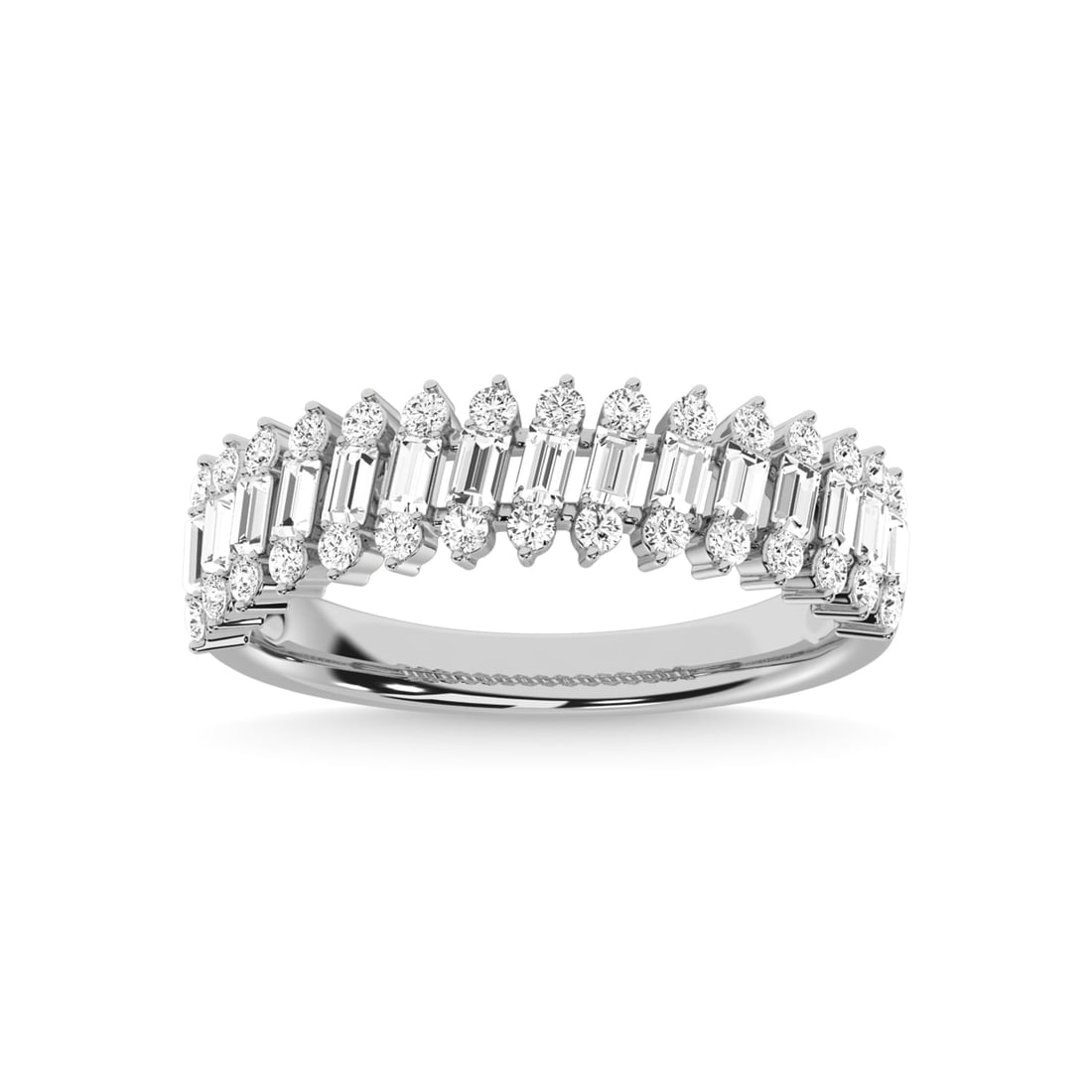 14K White Gold Diamond 1/2 Ct.Tw. Anniversary Ring: 14K White Gold Diamond 1/2 Ct.Tw. Anniversary Ring 14k White Gold Stone Color: G-h Stone Clarity: Si3 Each ring is presented in standard size 6.5. Complimentary resizing is available between sizes 510