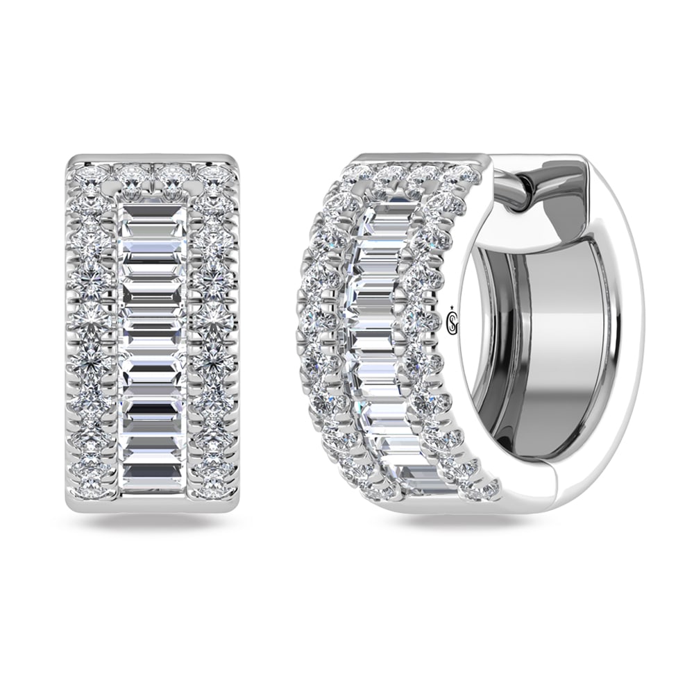 14K White Gold Lab Grown Diamond 3/4 Ct.Tw. Huggies Earrings: 14K White Gold Lab Grown Diamond 3/4 Ct.Tw. Huggies Earrings Elegant 14K white gold huggies featuring 3/4 Ct.Tw. lab-grown diamonds, perfect for subtle sparkle. 14k White Gold Stone Color: D-f Stone C