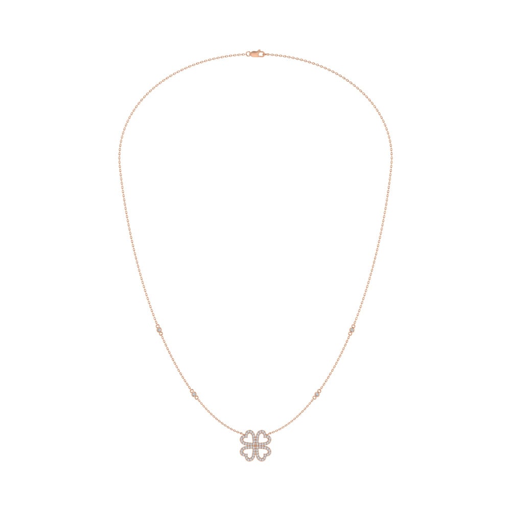 14K Rose Gold Diamond 1/3 Ct.Tw. Flower Necklace (18 inches)