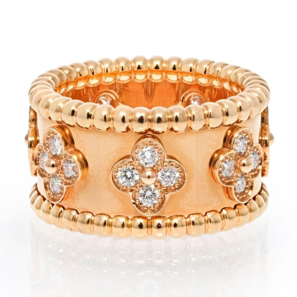 Van Cleef & Arpels 18K Yellow Gold Perlee Diamond Ring with Authenticity: Van Cleef & Arpels 18K Yellow Gold Perlee Diamond Ring with Authenticity This exquisite Van Cleef & Arpels Perlee Diamond Ring showcases a stunning blend of elegance and sophistication. Crafted from l