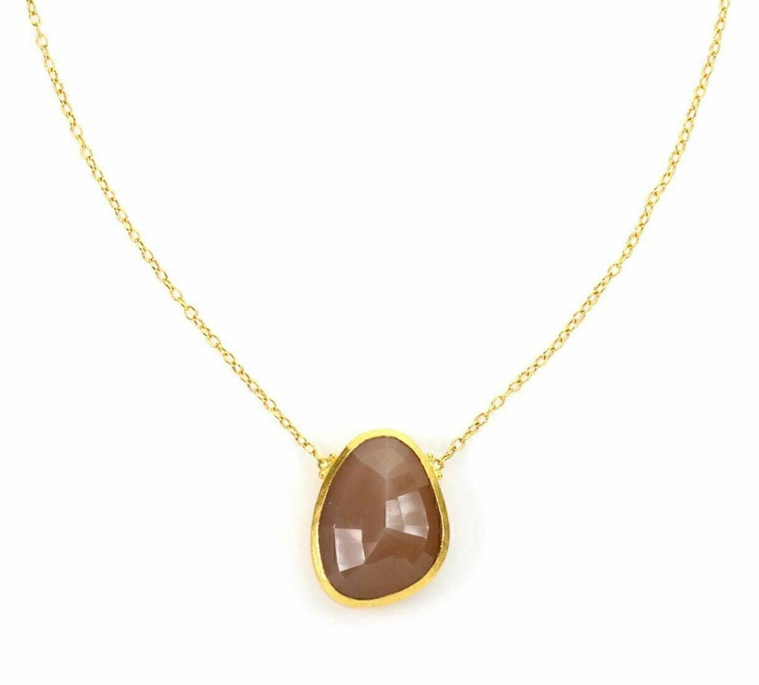 GURHAN Elements 24k Yellow Gold Peach Moonstone Pendant Necklace