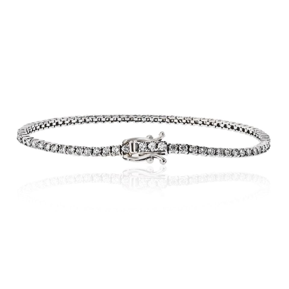 Elegant 14K White Gold Tennis Bracelet 3.17ct Diamonds 78 Stones