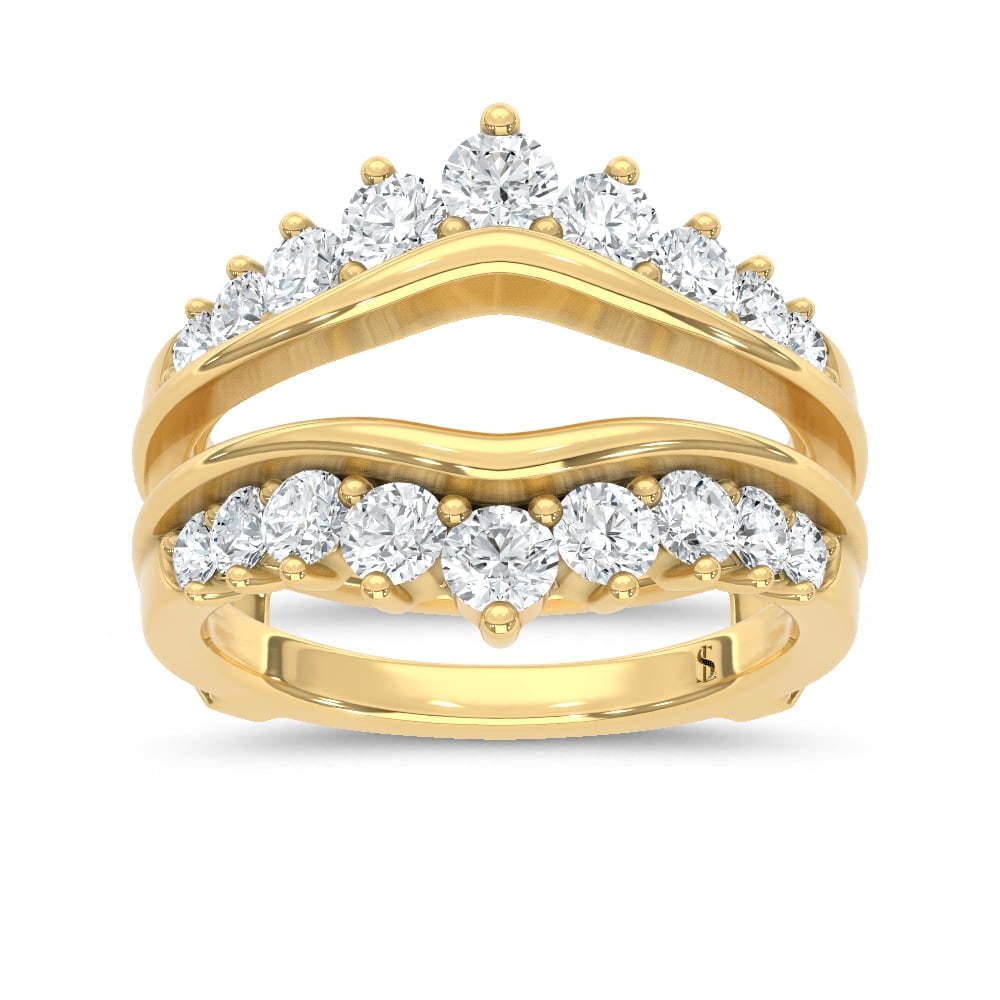 14K Yellow Gold Lab Grown Diamond 1 1/2 Ct.Tw. Guard Ring: 14K Yellow Gold Lab Grown Diamond 1 1/2 Ct.Tw. Guard Ring Crafted in 14K Yellow Gold, this elegant guard ring is adorned with lab grown diamonds totaling 1 1/2 Ct.Tw., expertly set to deliver continuo