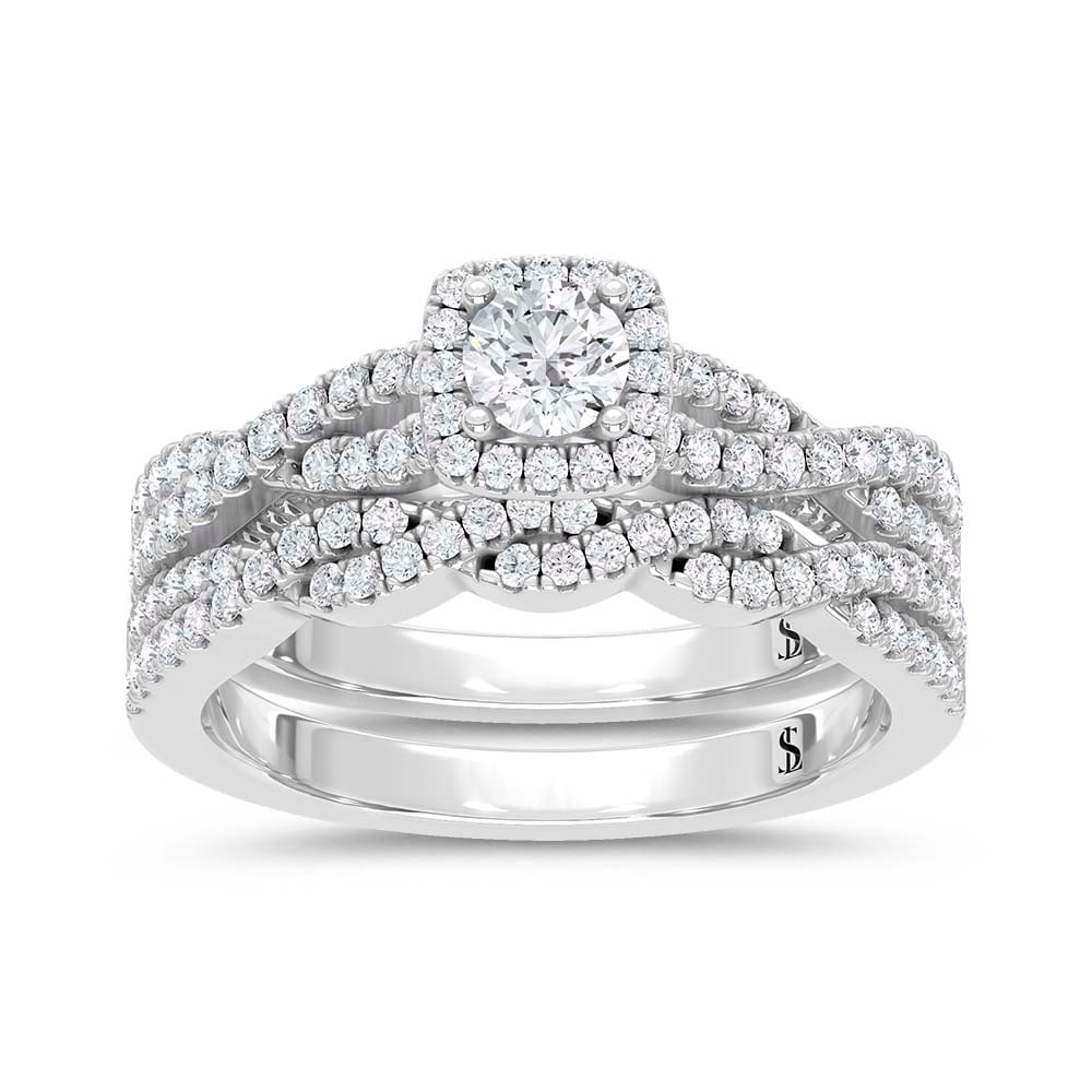 Diamond 3/4 Ct.Tw. Bridal Ring in 14K White Gold: Diamond 3/4 Ct.Tw. Bridal Ring in 14K White Gold 14k White Gold Stone Color: G-h Stone Clarity: Si2 Each ring is presented in standard size 6.5. Complimentary resizing is available between sizes 510 (