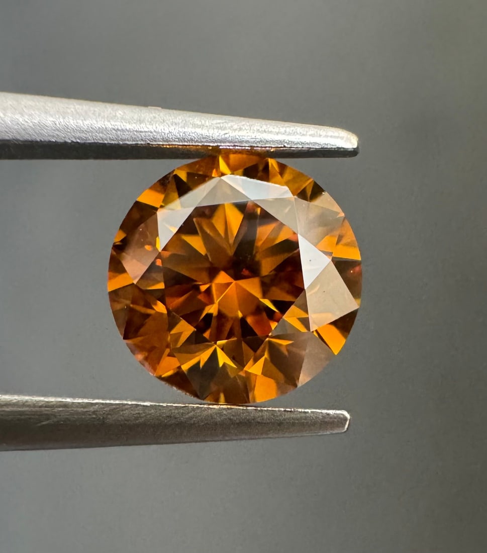 Loose Diamond - ROUND 0.58ct Fancy Deep Brownish Yellowish Orange SI1