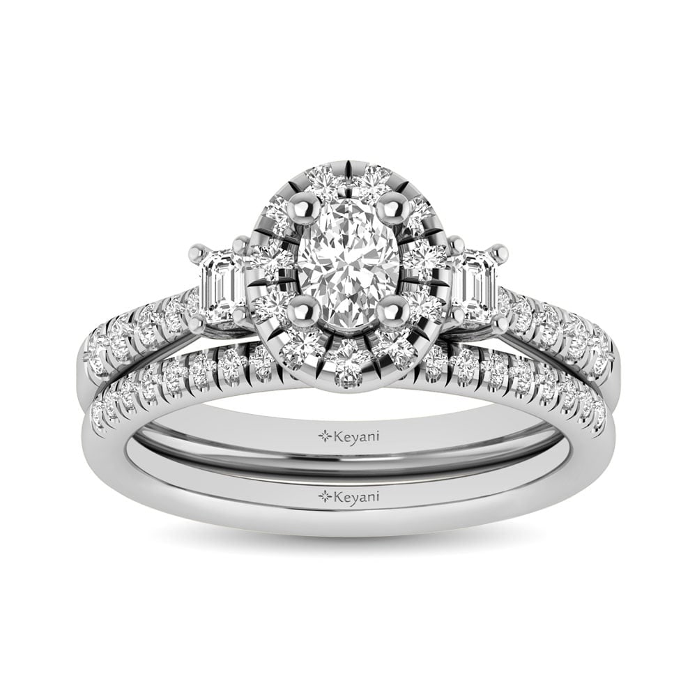 14KT White Gold 1Ct.Tw. Diamond keyani Bridal Ring: 14KT White Gold 1Ct.Tw. Diamond keyani Bridal Ring 14k White Gold Stone Color: Gh Stone Clarity: Si2 Each ring is presented in standard size 6.5. Complimentary resizing is available between sizes 510 