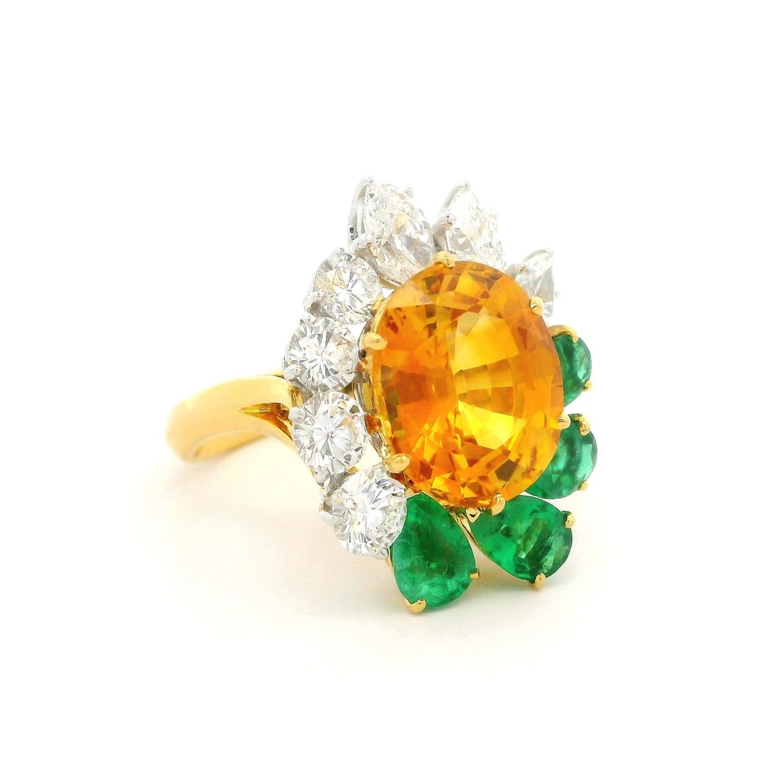 18k Gold Platinum GIA Certified 8.89ct Orangy Yellow Sapphire Ring