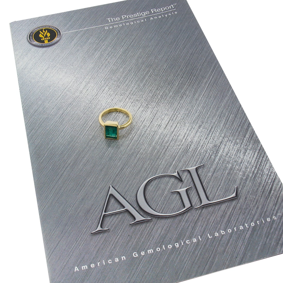 Custom 18k Gold 2.90ct AGL Colombian Emerald Vintage Solitaire Ring