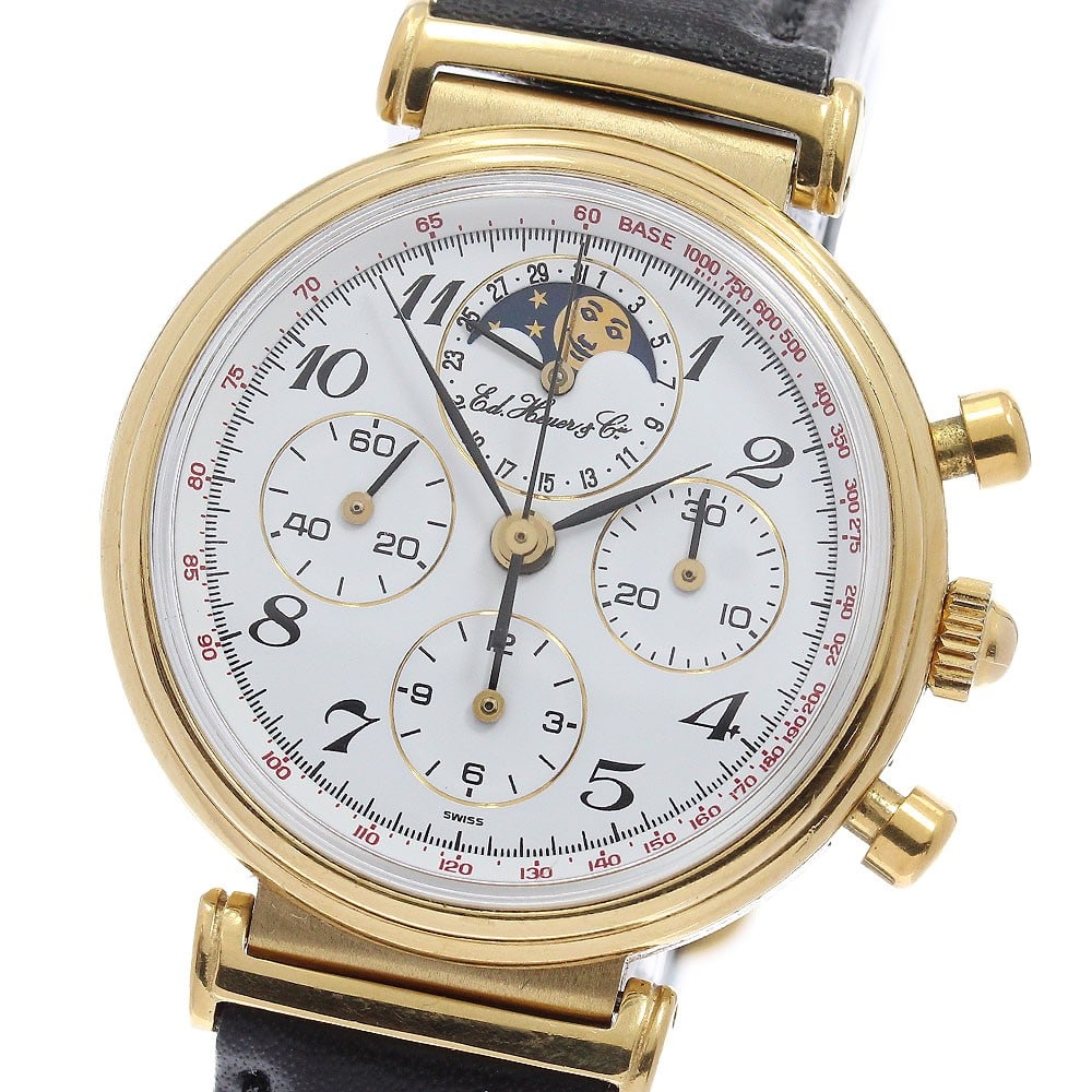 Mens Heuer Edward Heuer Moonphase Chronograph Watch 188.215/1: Mens Heuer Edward Heuer Moonphase Chronograph Watch 188.215/1 Pre-owned Heuer men's wristwatch with moonphase chronograph functionality. Swiss-made and identified as the Edward Heuer Moonphase Chronog
