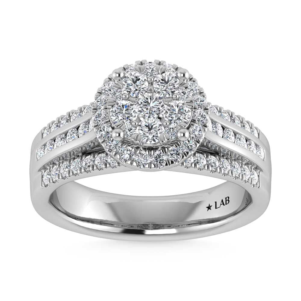 14K White Gold 3 Ct.Tw. Diamond Engagement Ring: 14K White Gold 3 Ct.Tw. Diamond Engagement Ring This eye-catching Engagement Ring is available in 14K White Gold. There are 86 round diamonds with a total carat weight of 3 Ct.Tw. set in a channel / i