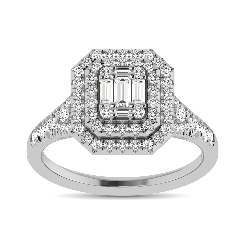 Diamond 3/4 Ct.Tw. Engagement Ring in 14K White Gold: Diamond 3/4 Ct.Tw. Engagement Ring in 14K White Gold 14k White Gold Stone Color: G-h Stone Clarity: I1 Each ring is presented in standard size 6.5. Complimentary resizing is available between sizes 51