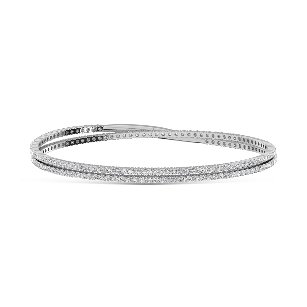 14K White Gold 4 Ct.Tw. Lab Grown Diamond 2 Row Flexi Bangle: 14K White Gold 4 Ct.Tw. Lab Grown Diamond 2 Row Flexi Bangle Designed in sleek 14K White Gold, this two-row flexi bangle features lab grown diamonds totaling 4 Ct.Tw., delivering modern elegance with 
