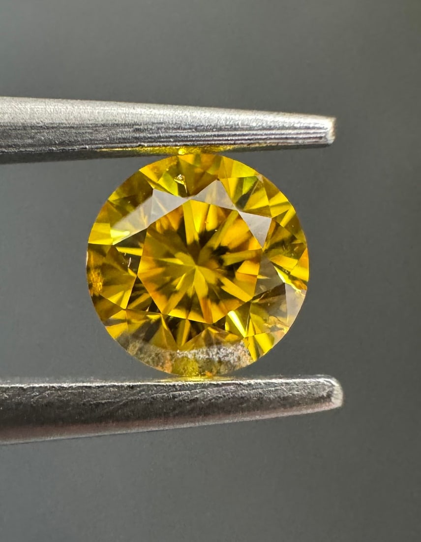 Loose Diamond - ROUND 0.34ct Fancy Vivid Orangey Yellow I1