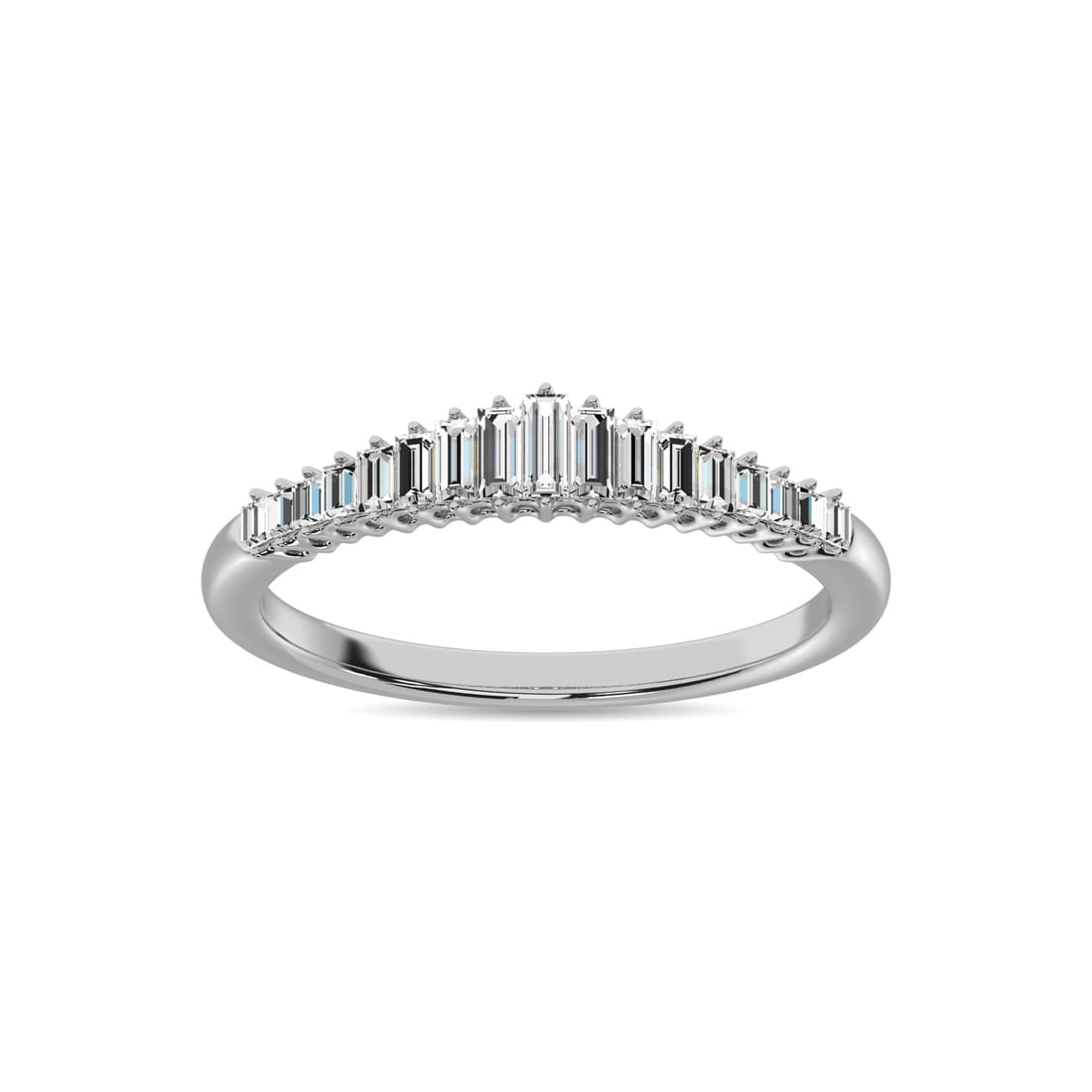 Diamond 1/5 Ct.tw Round and Baguette Anniversary Ring in 10K White Gold
