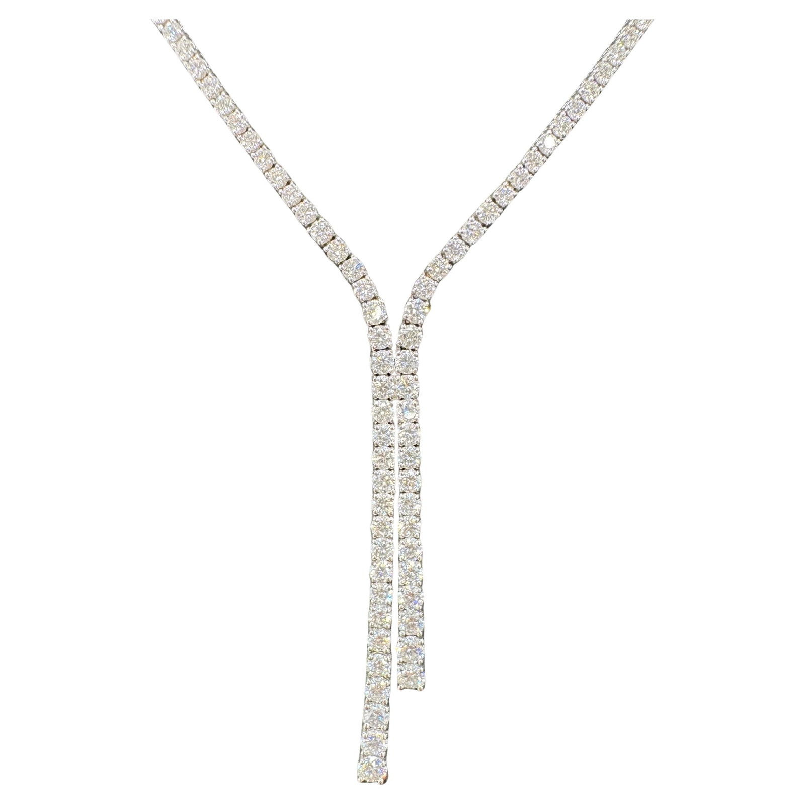 Harbor Diamonds 14KT White Gold Diamond Drop Necklace 7.52 Carats Contemporary Design