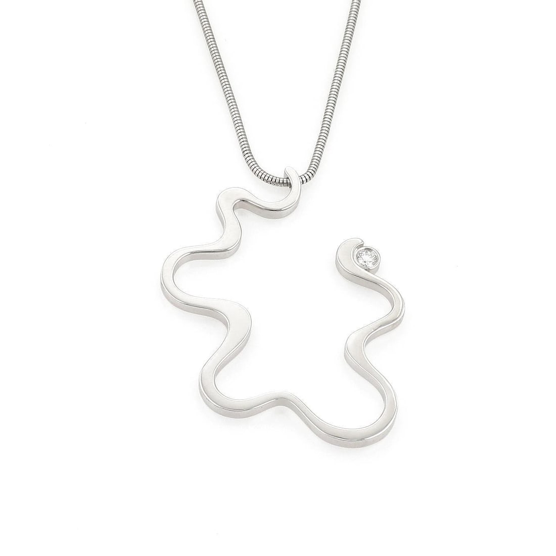Tiffany & Co Equus Frank Gehry 18k White Gold Diamond Necklace: Tiffany & Co Equus Frank Gehry 18k White Gold Diamond Necklace This Tiffany & Co. Frank Gehry Equus pendant necklace is crafted in 18k white gold and accented with a natural diamond. It features a scu