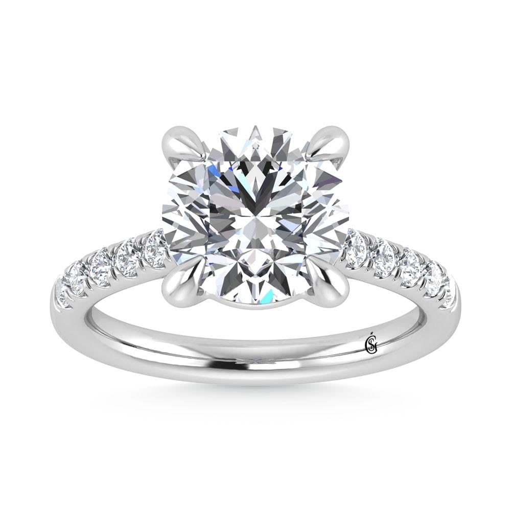 14K White Gold Lab Grown Diamond 2 1/3 Ct.Tw. Engagement Ring (IGI Certified Center 2ct): 14K White Gold Lab Grown Diamond 2 1/3 Ct.Tw. Engagement Ring (IGI Certified Center 2ct) This elegant diamond engagement ring crafted in 14k white gold, features a brilliant round-cut center stone of 
