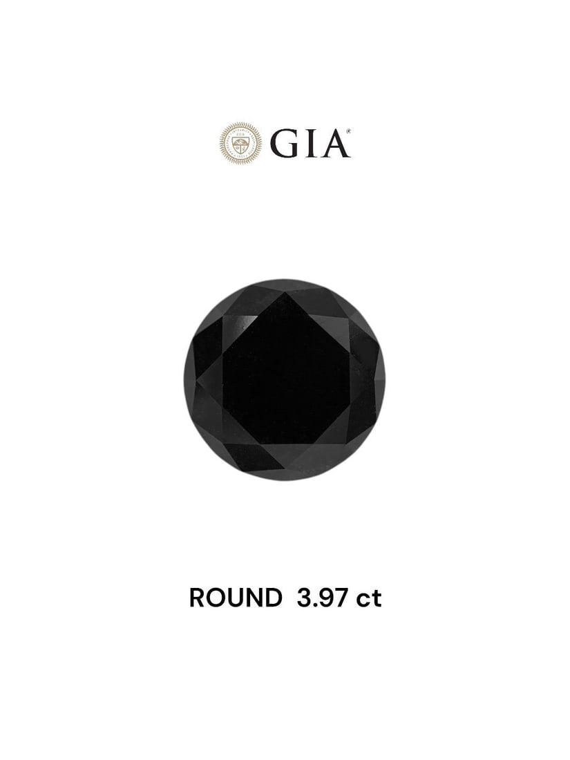 Loose Diamond - ROUND 3.97ct Fancy Black VVS2