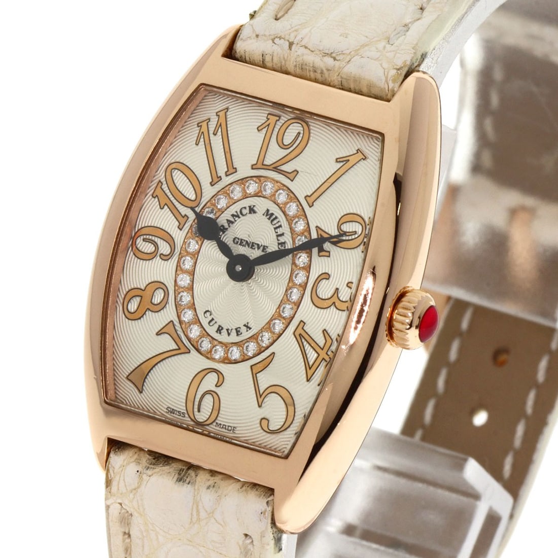 Franck Muller Tonneau Curvex Diamond Women Watch: Franck Muller Tonneau Curvex Diamond Women Watch This is a Franck Muller Tonneau Curvex Relief Diamond wristwatch designed for women. Crafted in Switzerland, this pre-owned timepiece features a distin