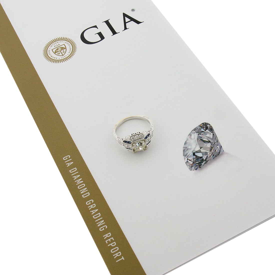 GIA 14K White Gold Diamond Sapphire Art Deco Engagement Ring Size 6.5: GIA 14K White Gold Diamond Sapphire Art Deco Engagement Ring Size 6.5 This Art Deco style engagement ring features a blend of vintage-inspired design and modern craftsmanship. Crafted from solid 13-14