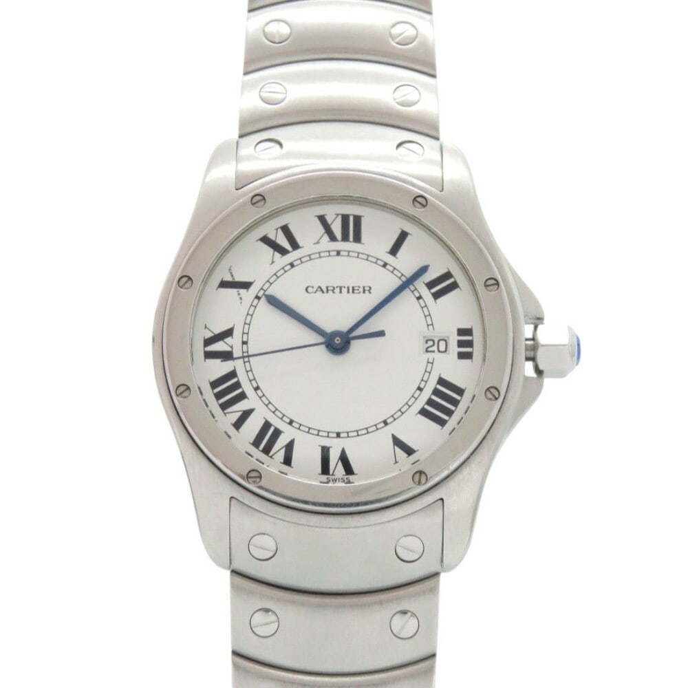Cartier Ladies Quartz Wristwatch Santos Ronde White Dial SS: Cartier Ladies Quartz Wristwatch Santos Ronde White Dial SS This Cartier Santos Ronde W20027K1 wristwatch features a stainless steel case with a white dial and quartz movement. Designed for women, it 