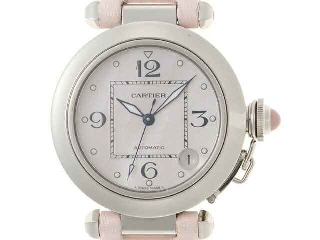 Cartier W3106499 Pasha C automatic wristwatch pink shell limited edition: Cartier W3106499 Pasha C automatic wristwatch pink shell limited edition Cartier Pasha C automatic wristwatch from the 2003 Christmas Limited series, featuring a pink shell design. This pre-owned unis