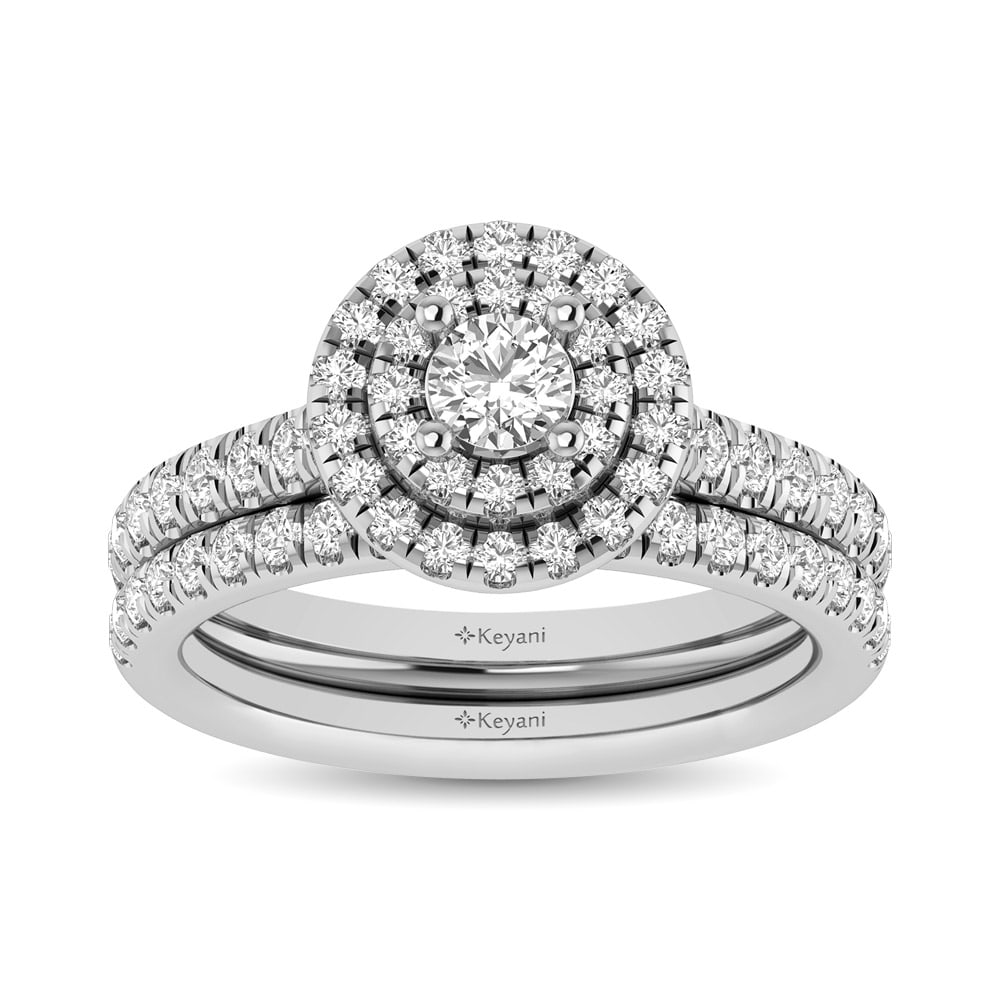 14KT White Gold 1Ct.Tw. Diamond keyani Bridal Ring: 14KT White Gold 1Ct.Tw. Diamond keyani Bridal Ring 14k White Gold Stone Color: Gh Stone Clarity: Si2 Each ring is presented in standard size 6.5. Complimentary resizing is available between sizes 510 