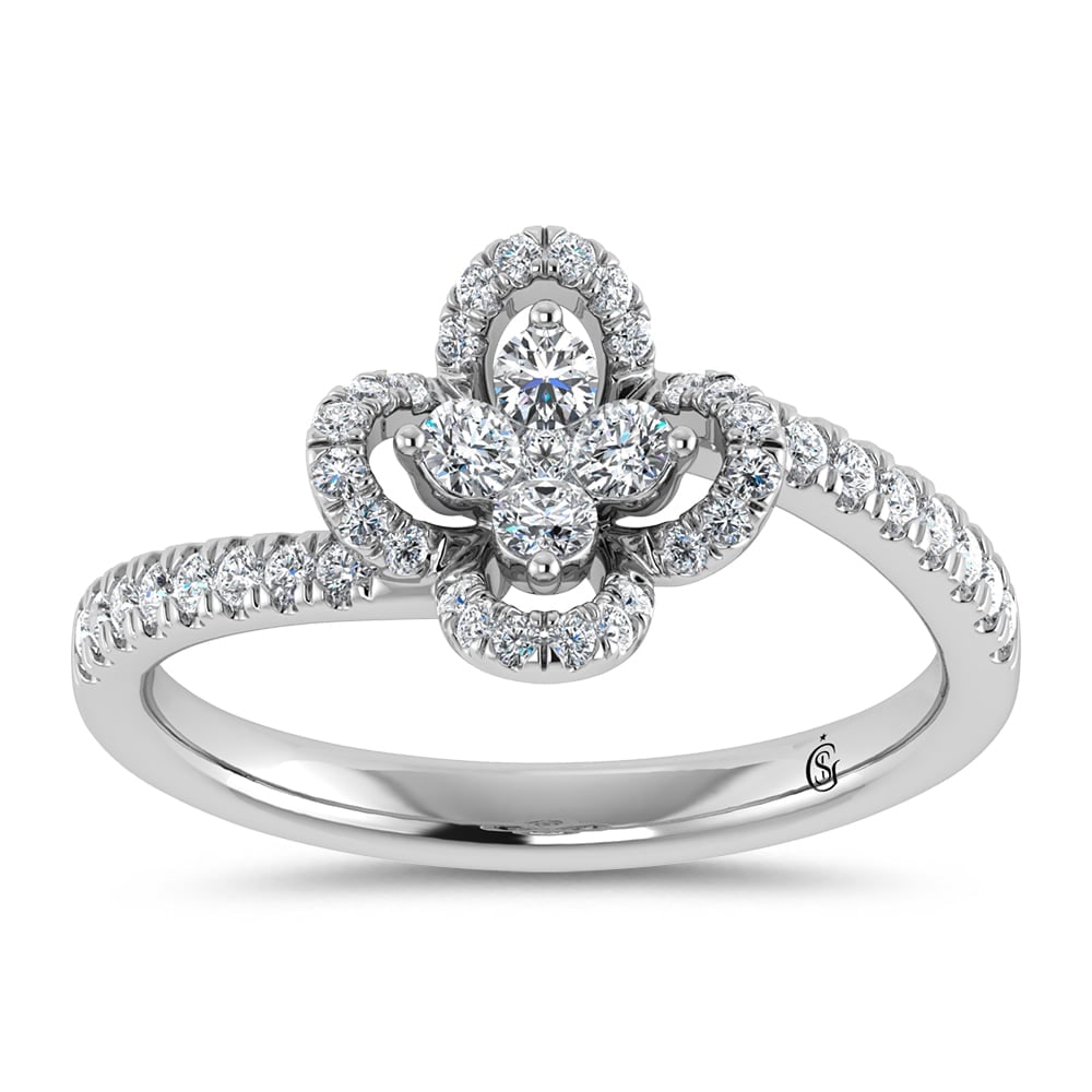 14K White Gold Diamond 3/8 Ct.Tw. Fashion Ring: 14K White Gold Diamond 3/8 Ct.Tw. Fashion Ring 14k White Gold Stone Color: G-h Stone Clarity: Si1 Each ring is presented in standard size 6.5. Complimentary resizing is available between sizes 510 (in