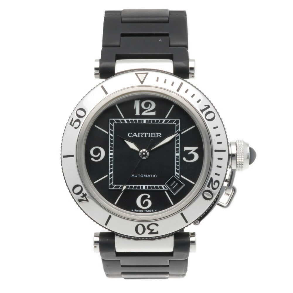 Cartier Pasha Sea Timer Mens Stainless Steel Manual Wind Watch: Cartier Pasha Sea Timer Mens Stainless Steel Manual Wind Watch This is a pre-owned Cartier Pasha Sea Timer W31077U2 wristwatch for men, crafted from stainless steel. The watch is hand-winding and orig